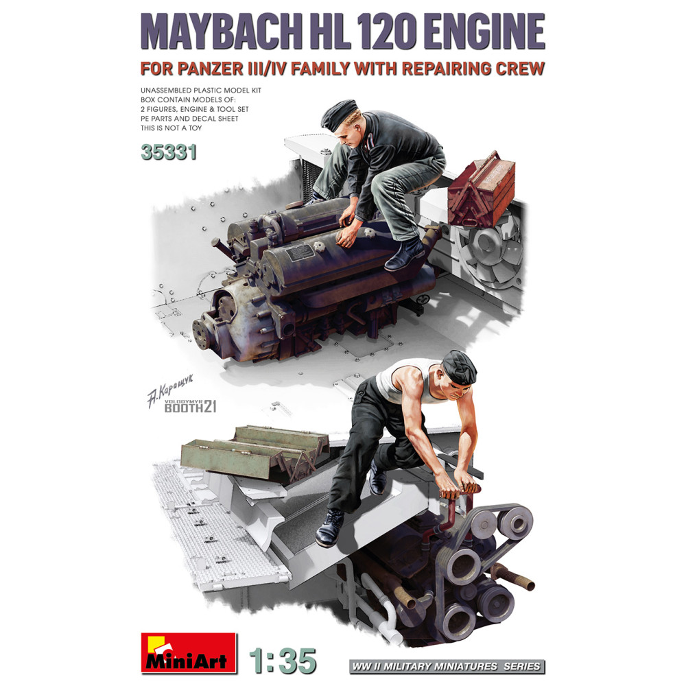 MAYBACH HL 120 ENGINE FOR PANZER III/IV FAMILY WITH REPAIR CREW 1/35 MiniArt 35331