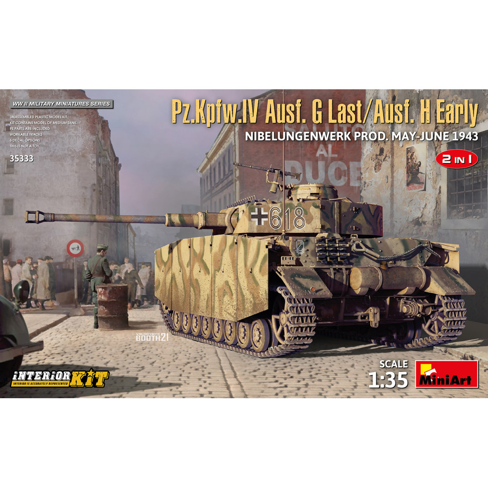 Pz.Kpfw.IV Ausf. G Last / Ausf. H Early. Nibelungenwerk Prod. (Травень - червень 1943). 2 в 1 з інтер'єром 1/35 MiniArt 35333 