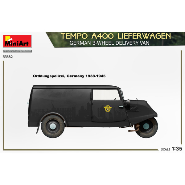  TEMPO A400 LIEFERWAGEN. GERMAN Three-wheel DELIVERY VAN 1/35 MiniArt 35382
