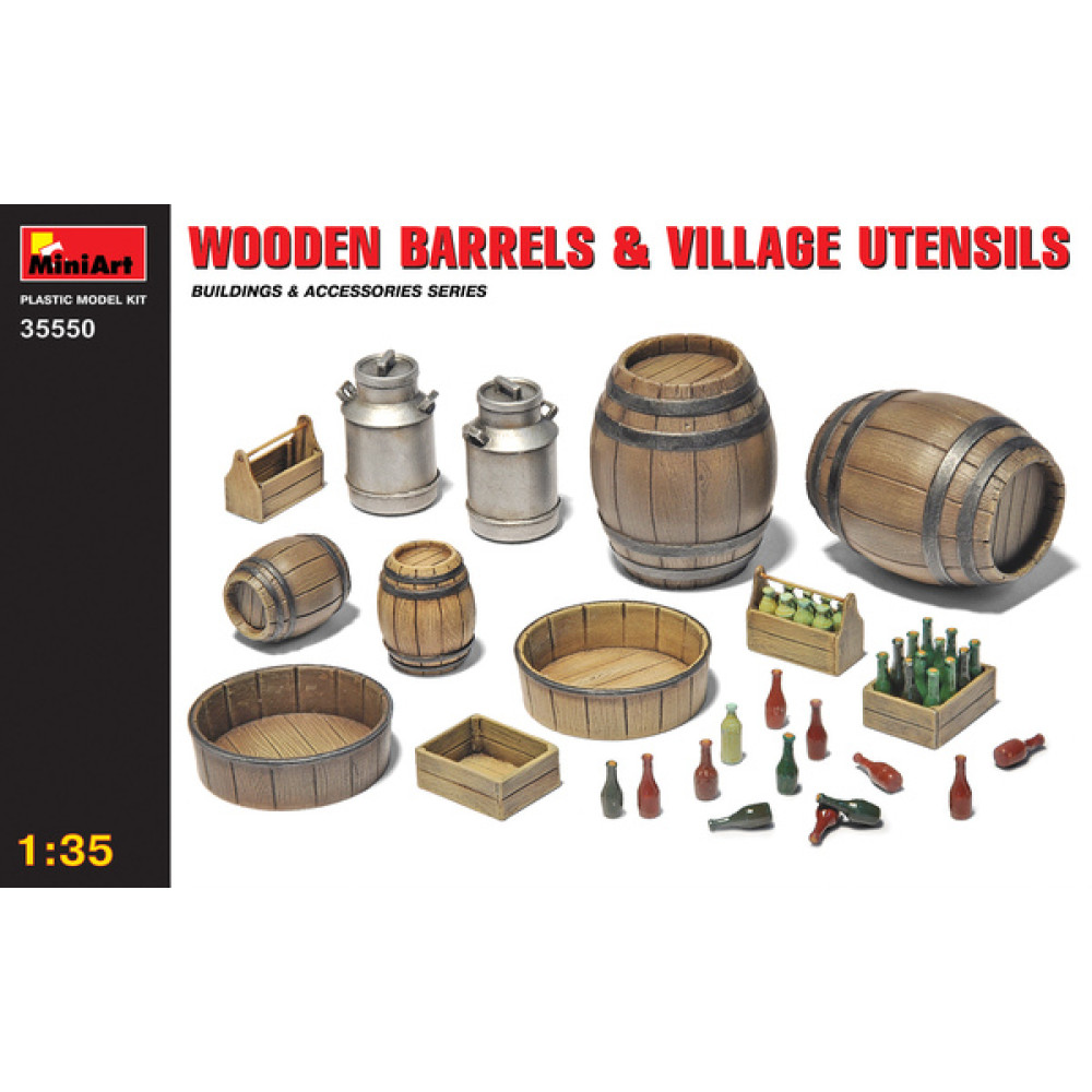 Wooden Barrels and Village utensils 1/35 MiniArt 35550
