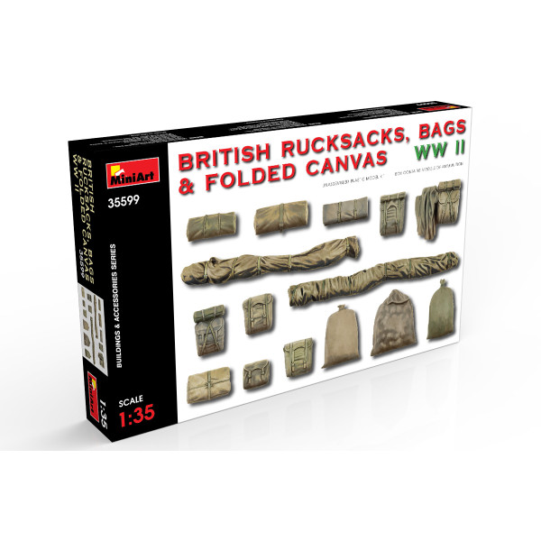 British rucksacks, bags & folded canvas WW2 1/35 MiniArt 35599