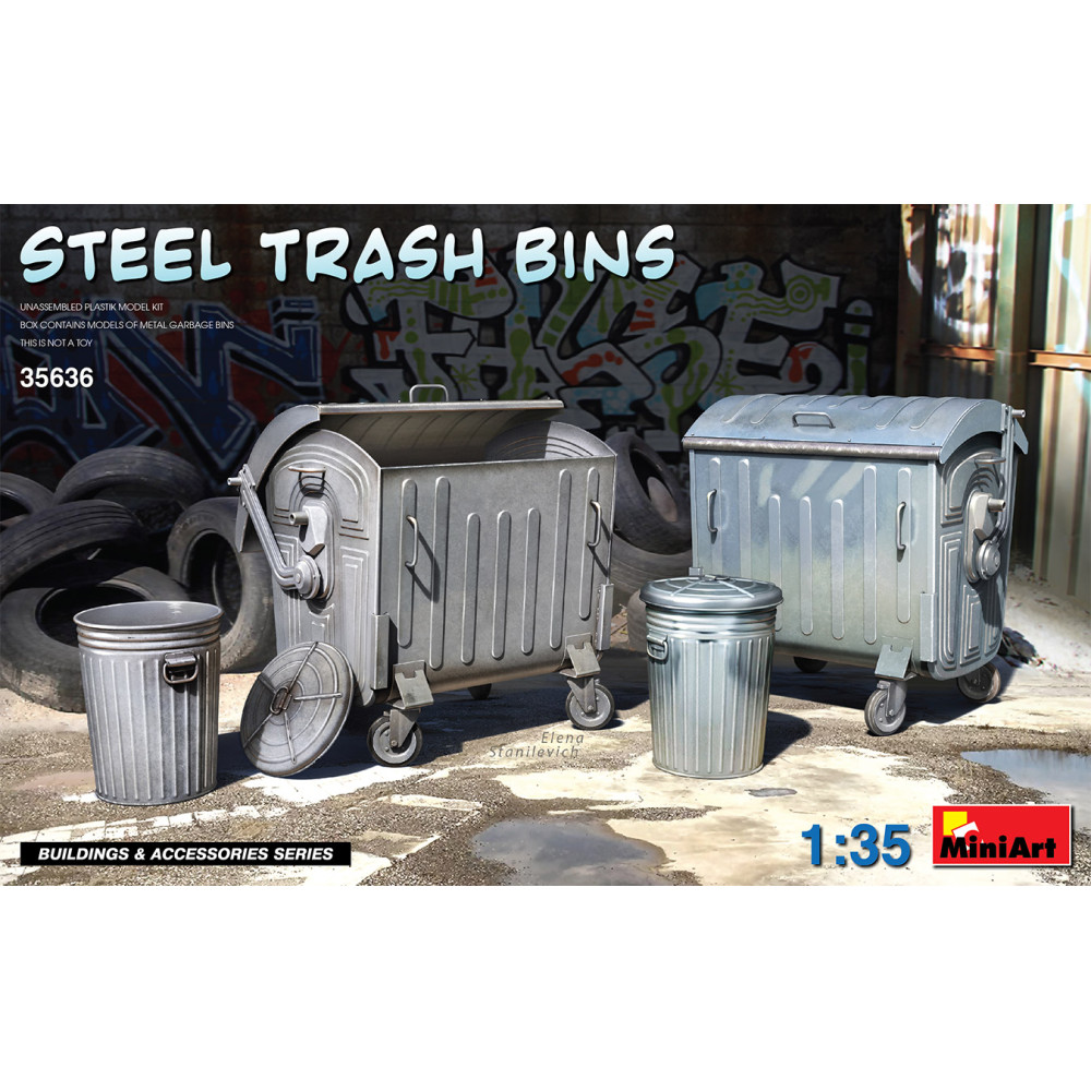 STEEL TRASH BINS 1/35 MiniArt 35636