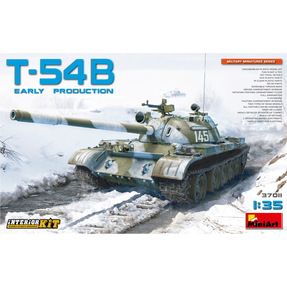 T-54Б Радянський середній танк раннього випуску. Набір з повним інтер'єром  1/35 MiniArt 37011