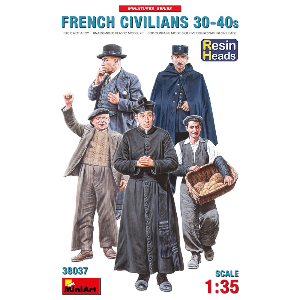 FRENCH CIVILIANS ’30-’40s. (RESIN HEADS)  1/35 MiniArt 38037