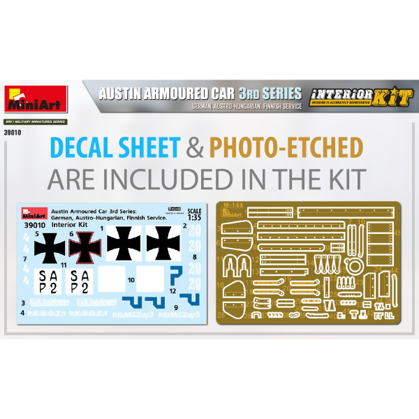 Austin armored car of the 3rd series: German, Austro-Hungarian, Finnish service. With interior 1/35 MiniArt 39010