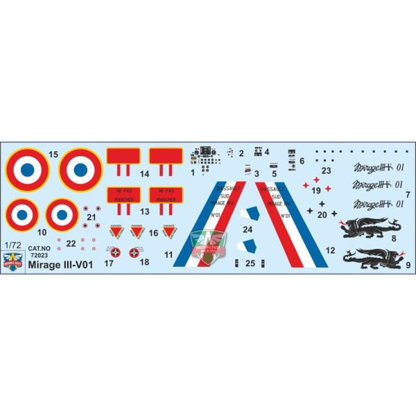 Французький винищувач-бомбардувальник Mirage III V-01 1/72 Modelsvit 72023