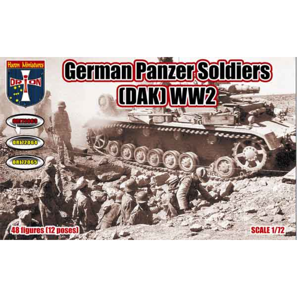 German Panzer Soldiers (DAK) WW2  (48 figures, 12 poses)  1/72 Orion 72063