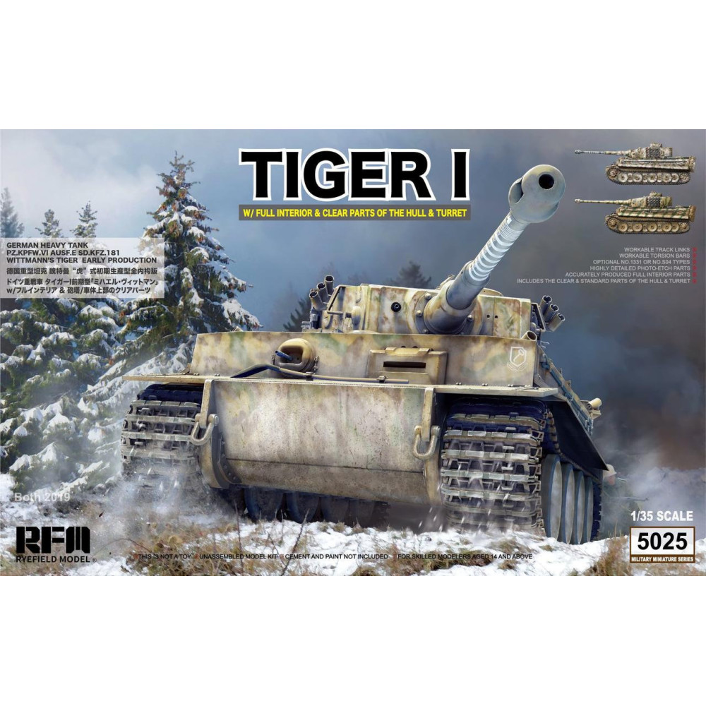 Tiger 1 W/full Interior & Clear parts of the hull & turret   1/35 RFM  5025