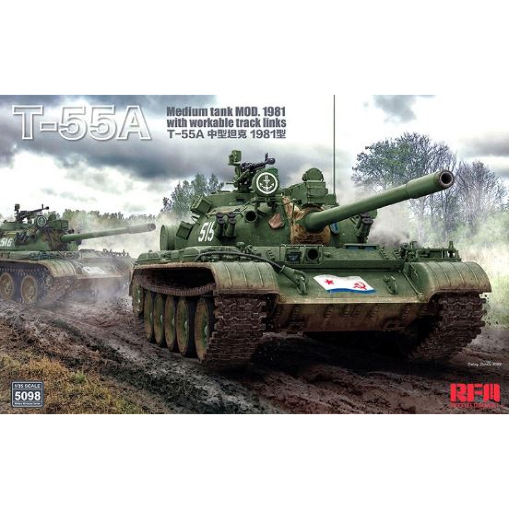 T-55A Medium Tank Mod.1981 with workable track links 1/35 RFM  5098