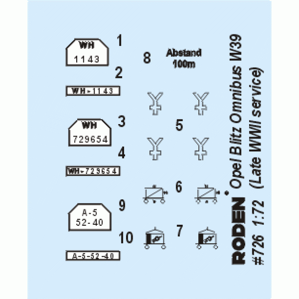 Opel Blitz Omnibus model W39 (late WWII service) 1/72 Roden 726