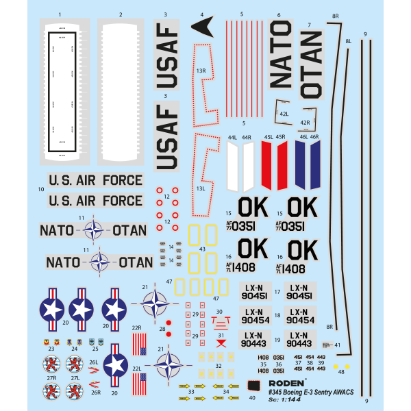 Boeing E-3B Sentry AWACS 1/144 Roden RN345
