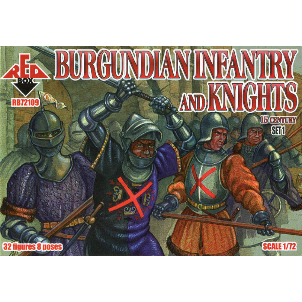Burgundian infantry and knights (1 set). 15 century  1/72 RedBox 72109