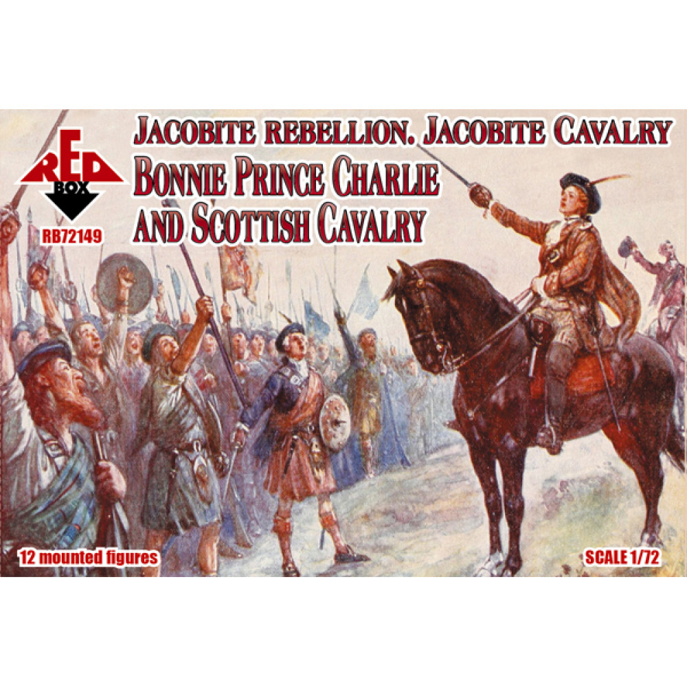 Jacobite Rebellion. Jacobite Cavalry. Bonnie Prince Charlie and Scottish Cavalry  1/72 RedBox 72149
