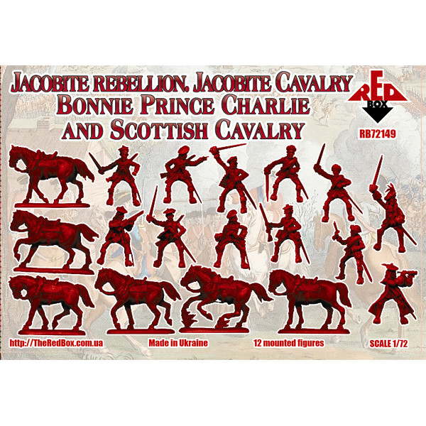 Jacobite Rebellion. Jacobite Cavalry. Bonnie Prince Charlie and Scottish Cavalry  1/72 RedBox 72149