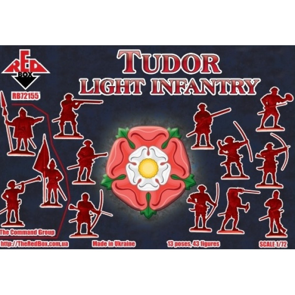 Tudor Light Infantry 16th Century (43 figures, 13 poses) 1/72 RedBox 72155