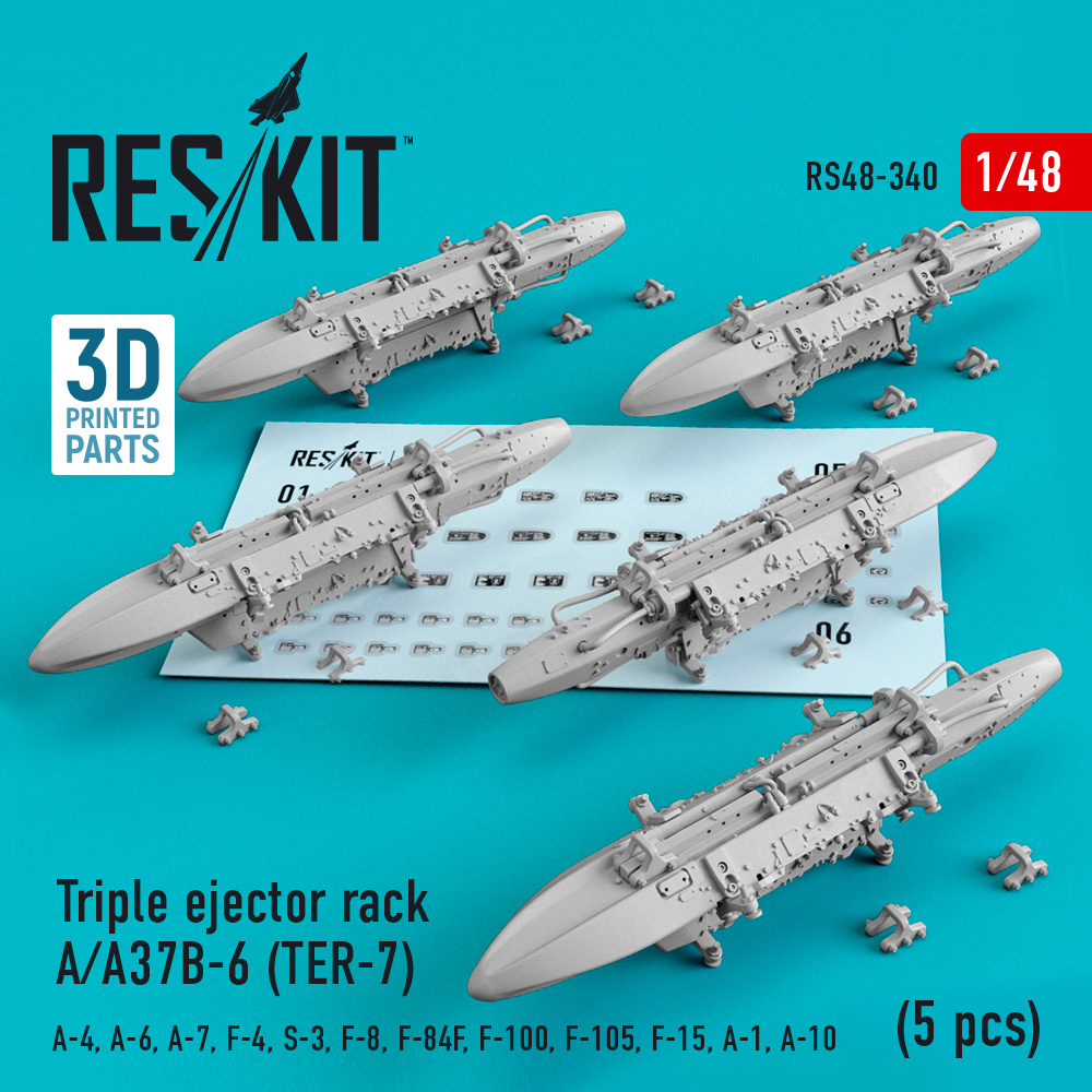 Triple ejector rack A/A37B-6 (TER-7) (5 pcs)  1/48 ResKit RS48-0340