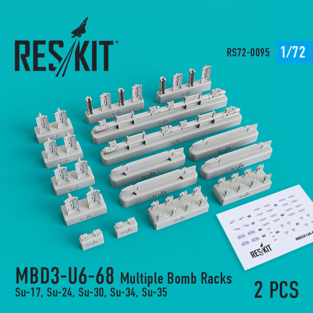 Багатозамкові бомботримачі МБДЗ-У6-68 (2 шт) 1/72 ResKit RS72-0095 Багатозамкові бомботримачі МБДЗ-У6-68 (2 шт) 1/72 ResKit RS72-0095