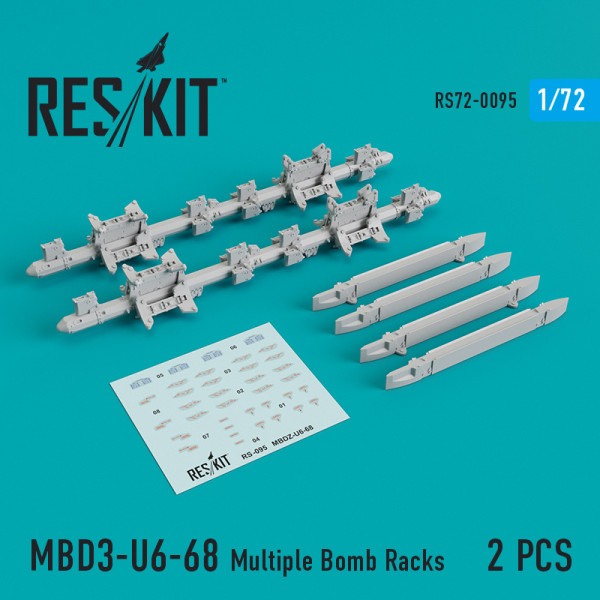 Багатозамкові бомботримачі МБДЗ-У6-68 (2 шт)  1/72 ResKit RS72-0095