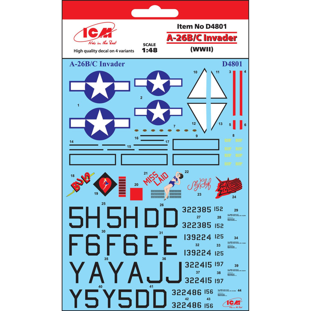 Декаль A-26B / C "Інвайдер" (II MB), 1/48 ICM D4801 Декаль A-26B / C "Інвайдер" (II MB), 1/48 ICM D4801