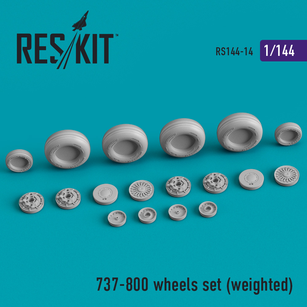 737-800 wheels set (weighted)  (Resin) 1/144 ResKit RS144-0014