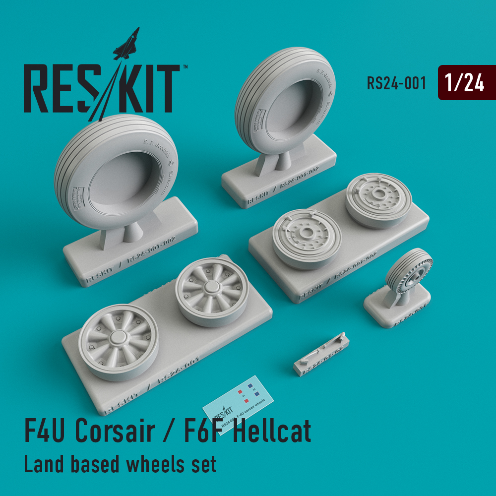 Набір смоляних коліс для літака F4U Corsair / F6F Hellcat Land 1/24 ResKit RS24-0001