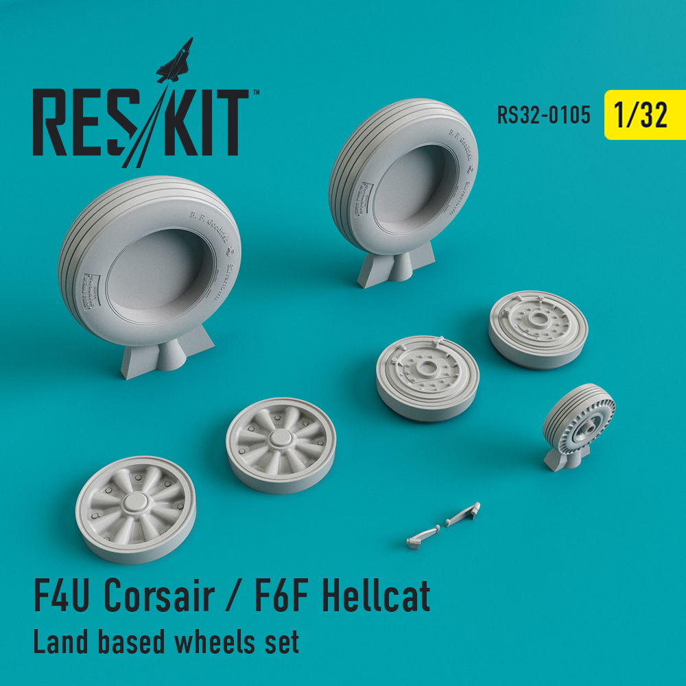 Набір смоляних коліс для літака F4U Corsair / F6F Hellcat Land 1/32 ResKit RS32-0105