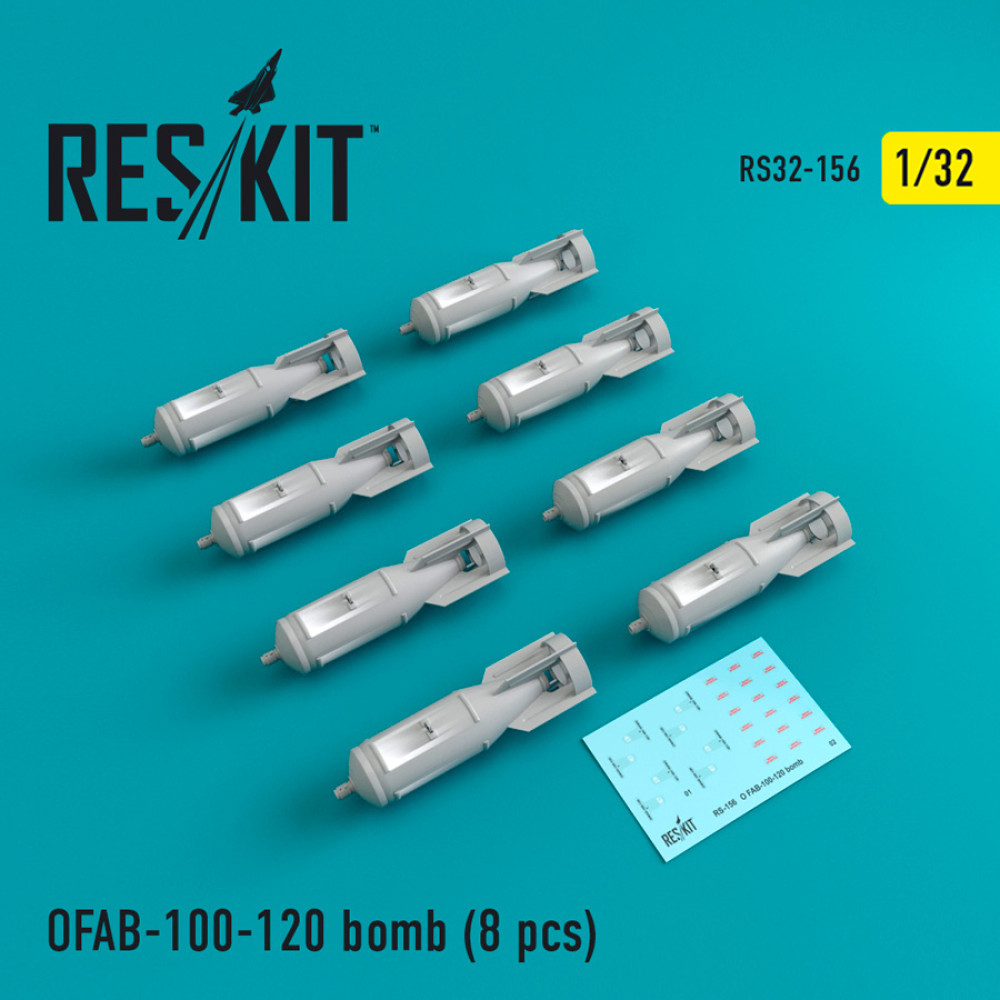Бомби ОФАБ-100-120 (8 шт) Су-7, Су-17, Су-24, Су-25, Су-27, Су-30, Су-34, МіГ-21, МіГ-27, Як-38, Як-130 1/32 ResKit RS32-0156 Бомби ОФАБ-100-120 (8 шт) Су-7, Су-17, Су-24, Су-25, Су-27, Су-30, Су-34, МіГ-21, МіГ-27, Як-38, Як-130 1/32 ResKit RS32-0156
