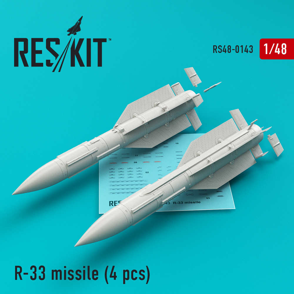 R-33 missile (4 pcs) (MiG-31) 1/48 ResKit RS48-0143