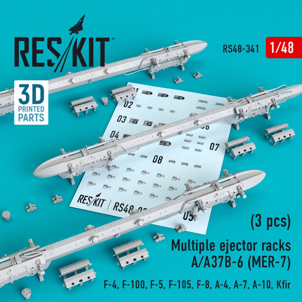 Несколько эжекторных стоек A/A37B-6 (MER-7) (3 шт.) 1/48 ResKit RS48-0341