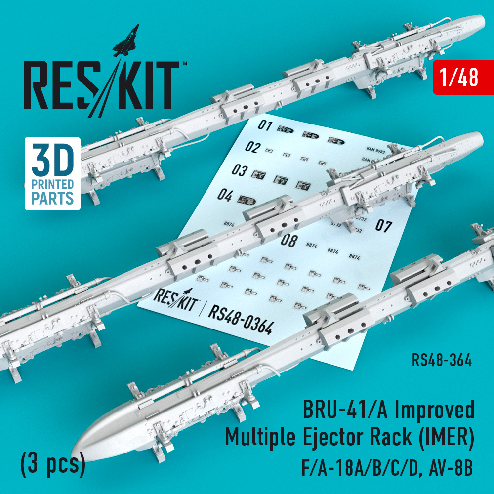 BRU-41/A Improved Multiple Ejector Rack (IMER) (3 pcs) (F/A-18A/B/C/D) 1/48 ResKit RS48-0364