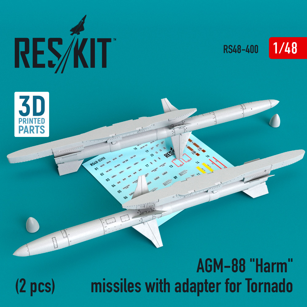 AGM-88 "Harm" missiles with adapter for Tornado (2 pcs) 1/48 ResKit RS48-0400