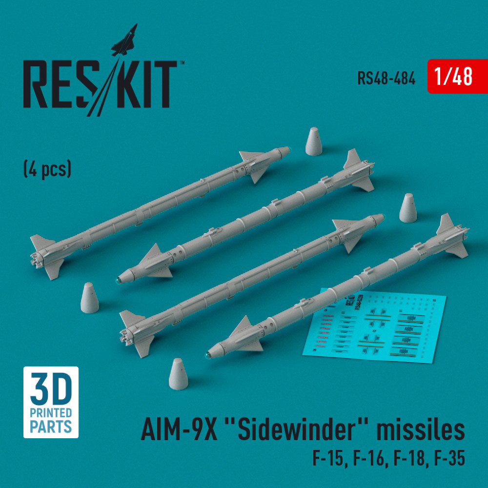 Ракети AIM-9X "Sidewinder" (4 шт.) (3Д Друк) 1/48 ResKit RS48-0484