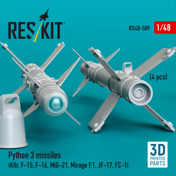 Ракети Python 3 (4 шт.) (3D-друковані) 1/48 ResKit RS48-0509
