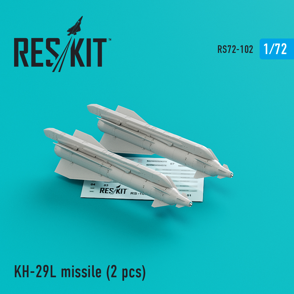 Ракети Kh-29L  (AS-14A 'Kedge) для  Su-17, Su-25,Su-24, Su-34, Su-30, Su-39, Mig-27, Yak-130, Mirage F.1 (2 шт.)  1/72 ResKit RS72-0102