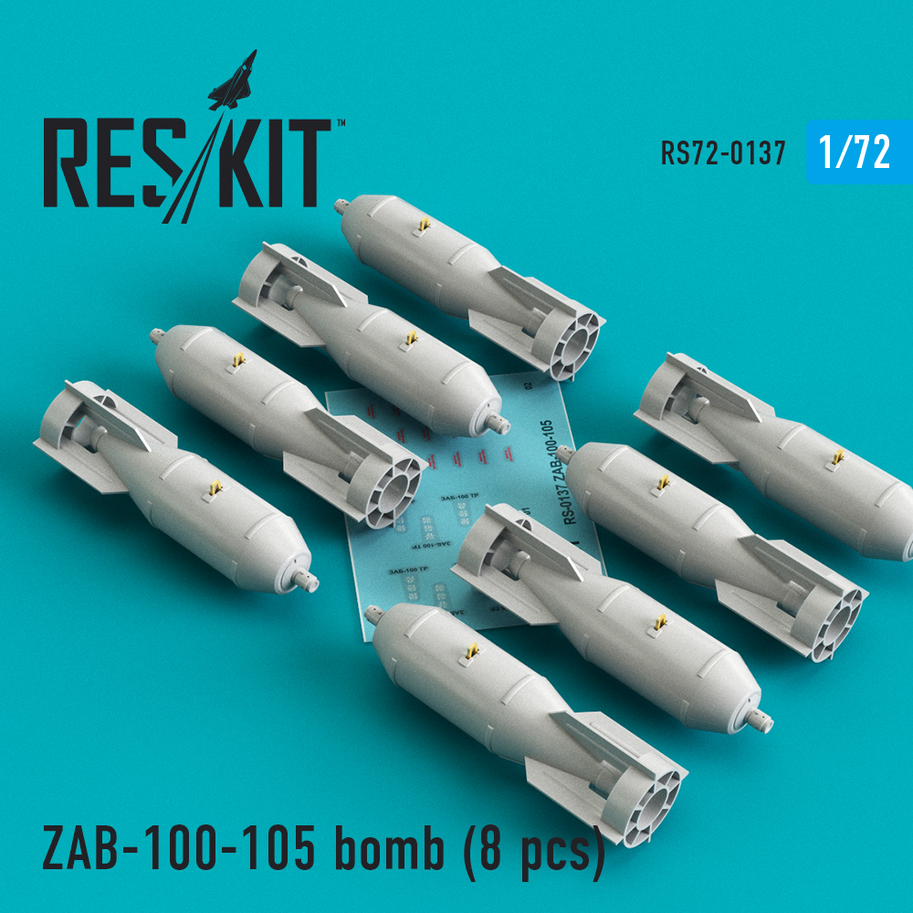 ZAB-100-105 bomb (8 pcs) (Su-7, Su-17, Su-22, Su-24, Su-25, Su-34, MiG-21, MiG-27) 1/72 ResKit RS72-0137