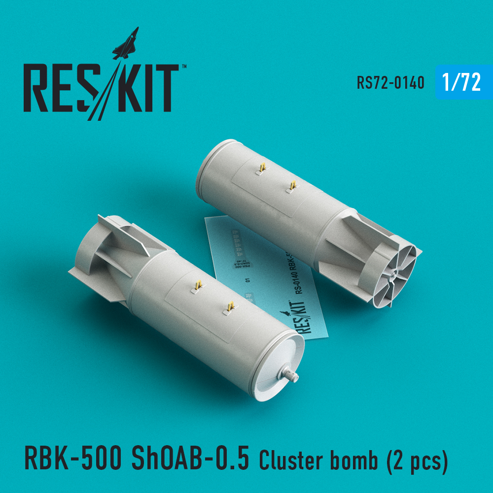 RBK-500 ShOAB-0.5 Cluster bomb (2 pcs)  (Su-17, Su-22, Su-24, Su-25, Su-34) 1/72 ResKit RS72-0140