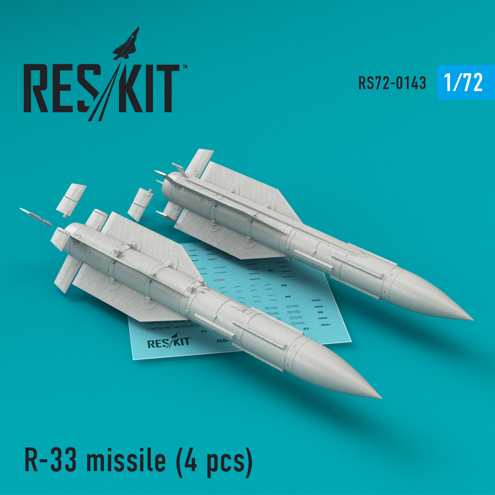 R-33 missile (4 pcs) (MiG-31)  1/72 ResKit RS72-0143