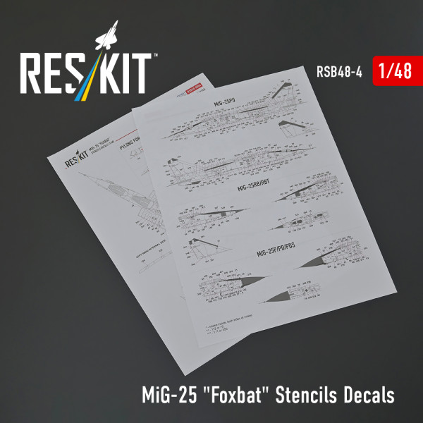 MiG-25 "Foxbat" Stencils Decals  1/48 ResKit RSB48-0004