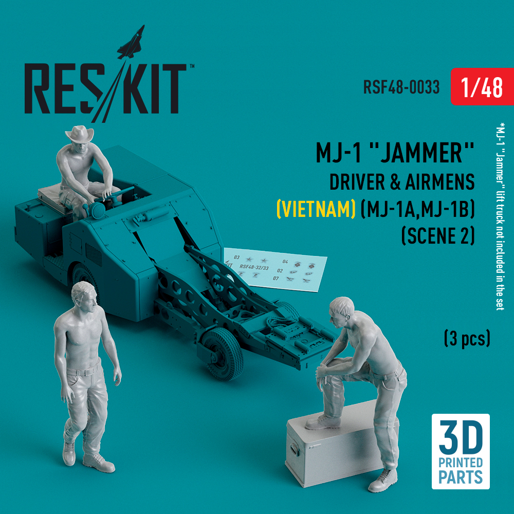 MJ-1 "Jammer" Driver & airmens (Vietnam) (MJ-1A,MJ-1B) (scene 2) (3 pcs) (3D Printed) (1/48) ResKit RSF48-0033