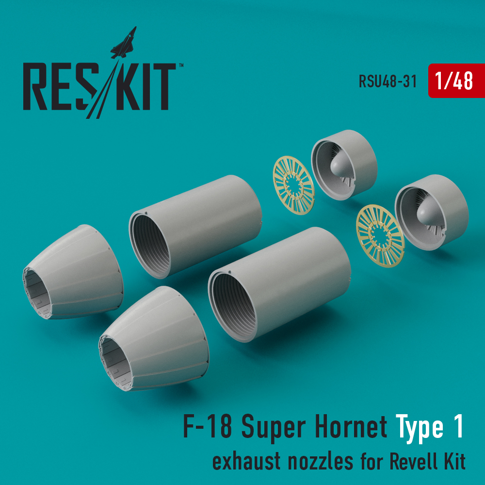 F-18 Super Hornet Type 1  exhaust nozzles for Revell Kit 1/48 ResKit RSU48-0031