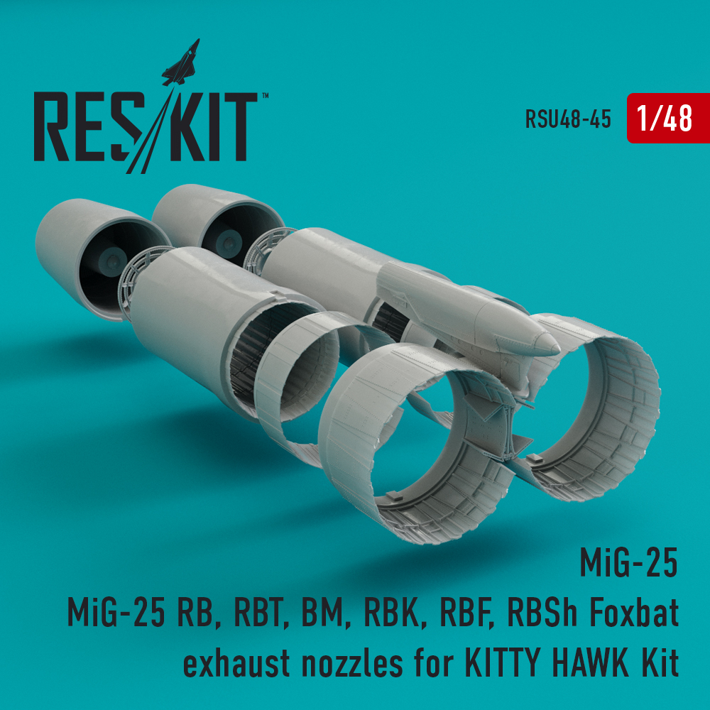 Випускні форсунки MiG-25 RB, RBT, BM, RBK, RBF, RBSh для Kitty Hawk Kit 1/48 ResKit RSU48-0045 Випускні форсунки MiG-25 RB, RBT, BM, RBK, RBF, RBSh для Kitty Hawk Kit 1/48 ResKit RSU48-0045