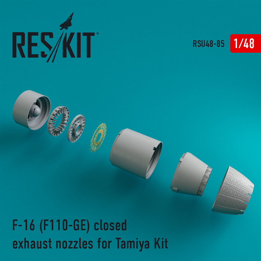 Випускні форсунки для F-16 (F110-GE) закриті для Tamiya Kit 1/48 ResKit RSU48-0085 Випускні форсунки для F-16 (F110-GE) закриті для Tamiya Kit 1/48 ResKit RSU48-0085