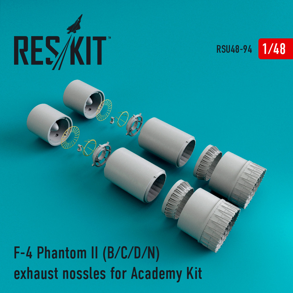Випускні форсунки для F-4 Phantom II (B/C/D/N) для Academy Kit 1/48 ResKit RSU48-0094 Випускні форсунки для F-4 Phantom II (B/C/D/N) для Academy Kit 1/48 ResKit RSU48-0094