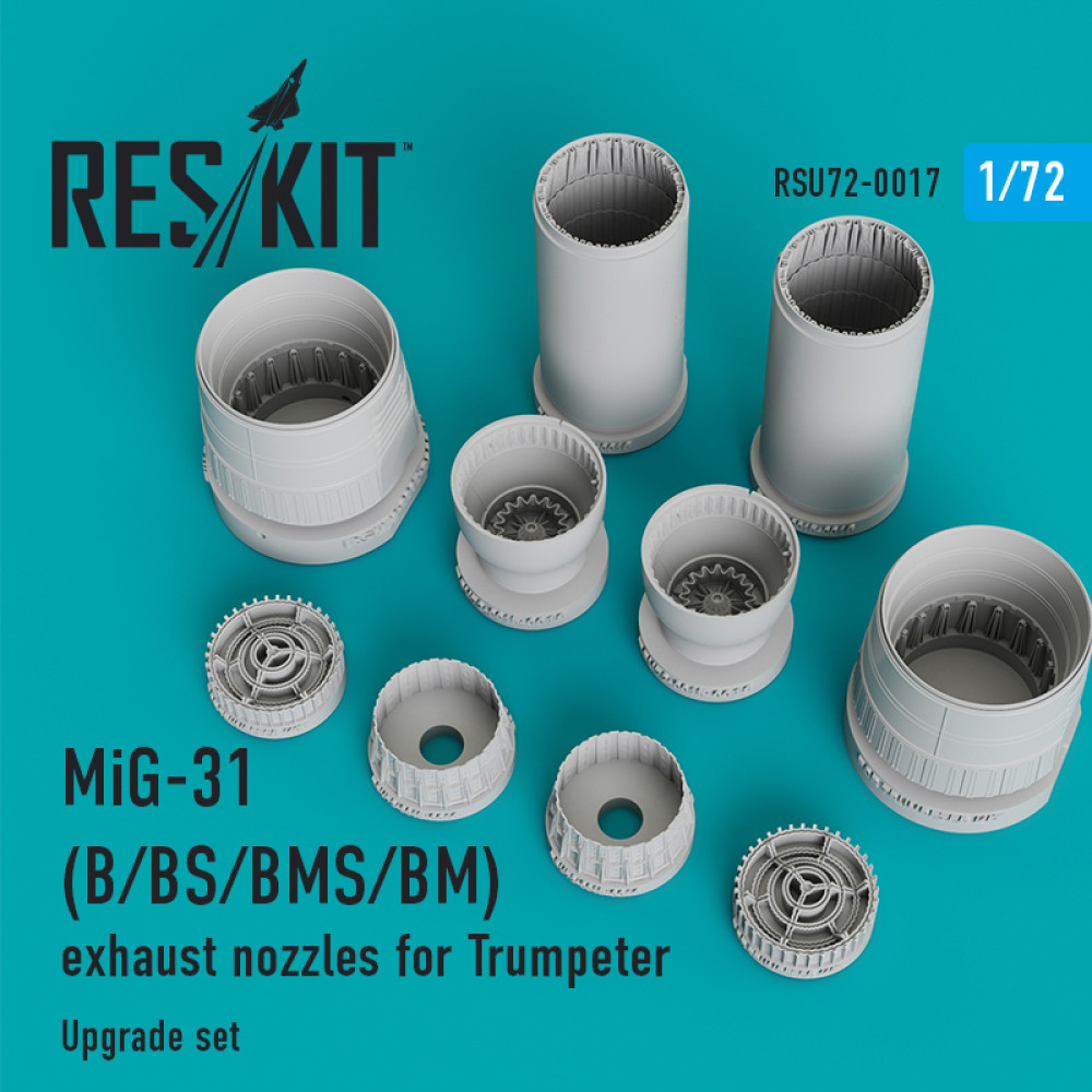 Випускні форсунки МіГ-31 (B/BS/BMS/BM) для Trumpeter 1/72 ResKit RSU72-0017 Випускні форсунки МіГ-31 (B/BS/BMS/BM) для Trumpeter 1/72 ResKit RSU72-0017