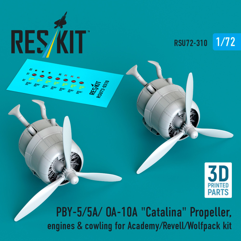 Пропелер, двигуни та капот PBY-5/5A/ OA-10A "Catalina" для набору Academy/Revell/Wolfpack (3D-друк) 1/72 ResKit RSU72-0310 Пропелер, двигуни та капот PBY-5/5A/ OA-10A "Catalina" для набору Academy/Revell/Wolfpack (3D-друк) 1/72 ResKit RSU72-0310