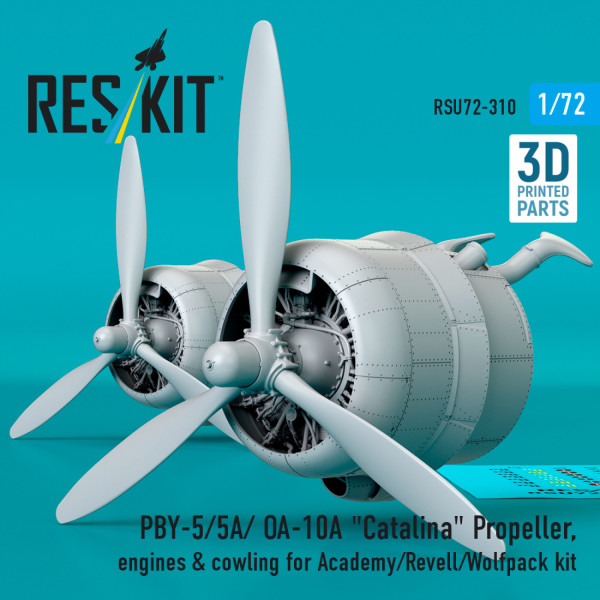 Пропелер, двигуни та капот PBY-5/5A/ OA-10A "Catalina" для набору Academy/Revell/Wolfpack (3D-друк) 1/72 ResKit RSU72-0310