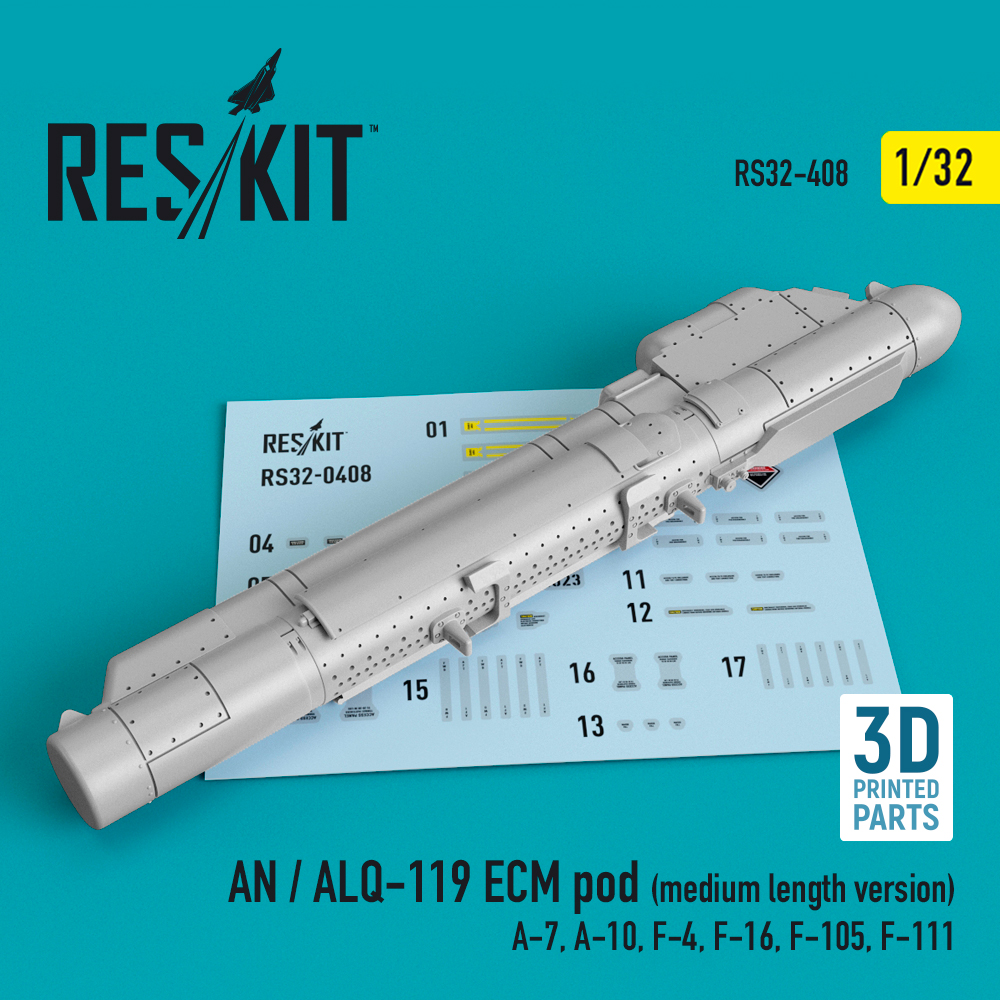 AN / ALQ-119 ECM pod (medium length version) (A-7, A-10, F-4, F-16, F-105, F-111) (3D printing) (1/32) ResKit RS32-0408