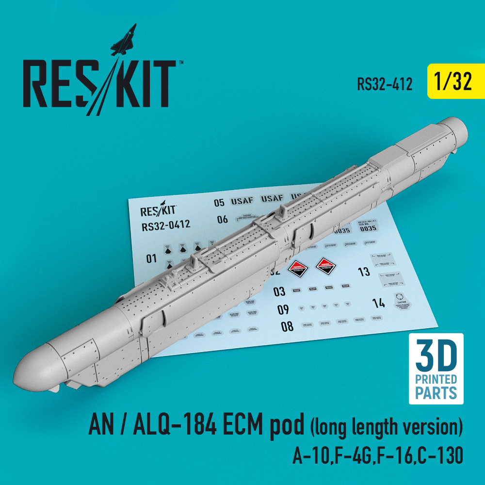 AN / ALQ-184 ECM pod (long length version) (A-10,F-4G,F-16,C-130) (3D printing) (1/32) ResKit RS32-0412
