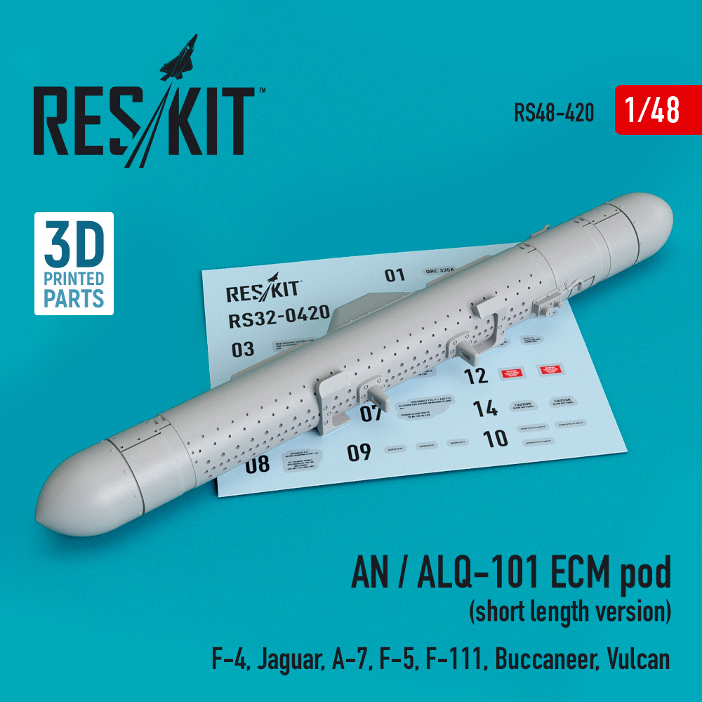 AN / ALQ-101 ECM pod (short length version) (F-4, Jaguar, A-7, F-5, F-111, Buccaneer, Vulcan) 1/48 ResKit RS48-0420