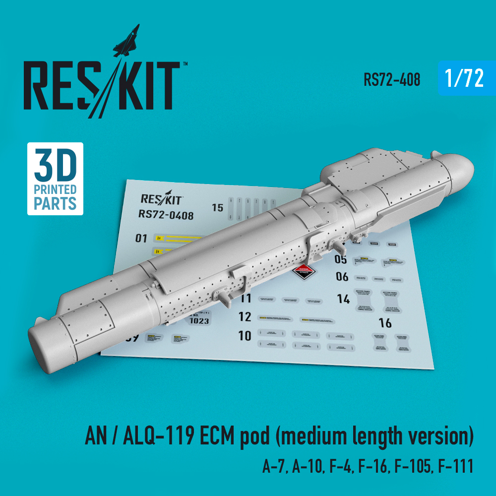 AN / ALQ-119 ECMpod (medium length version) (A-7, A-10, F-4, F-16, F-105, F-111) (3D printing) 1/72 ResKit RS72-0408